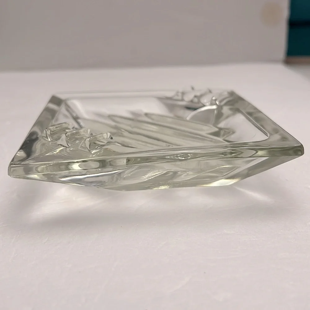 MCM Vintage Heavy Crystal Glass Ashtray